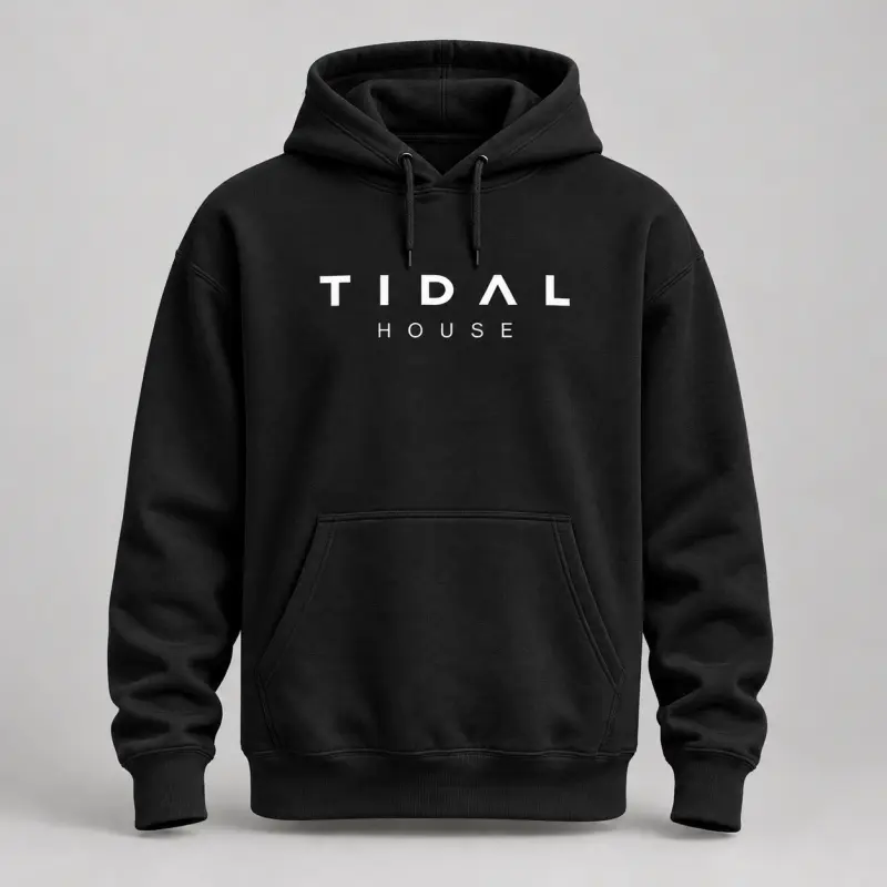 Black Tidal House Hoodie with white Tidal House logo