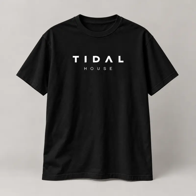 Black Tidal House Tee with white Tidal House logo